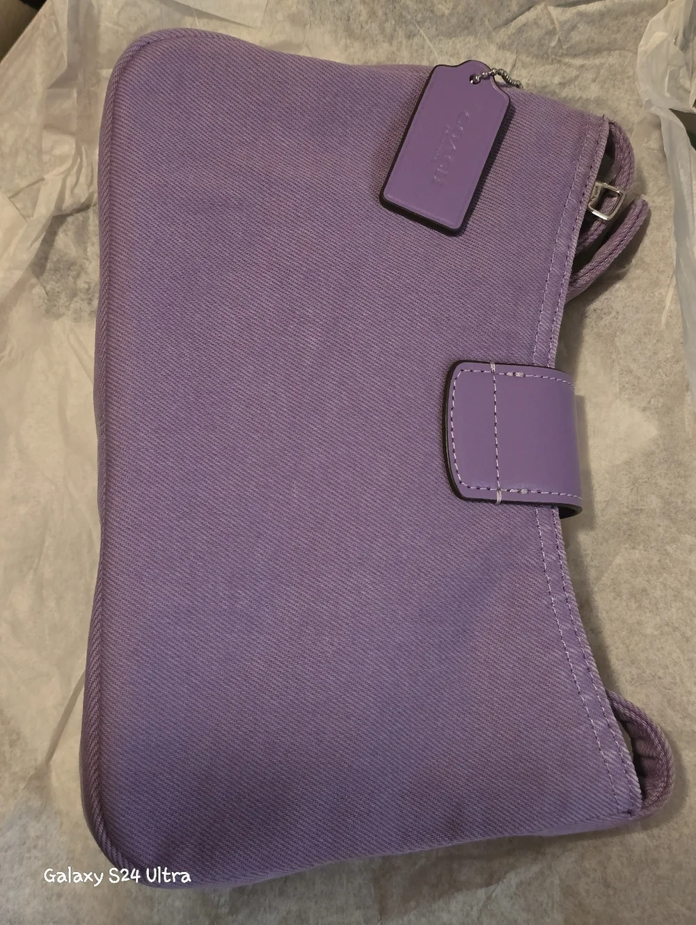Coach Eliza Purple Denim/ Leather Shoulder Bag NWT - Picture 11 of 14